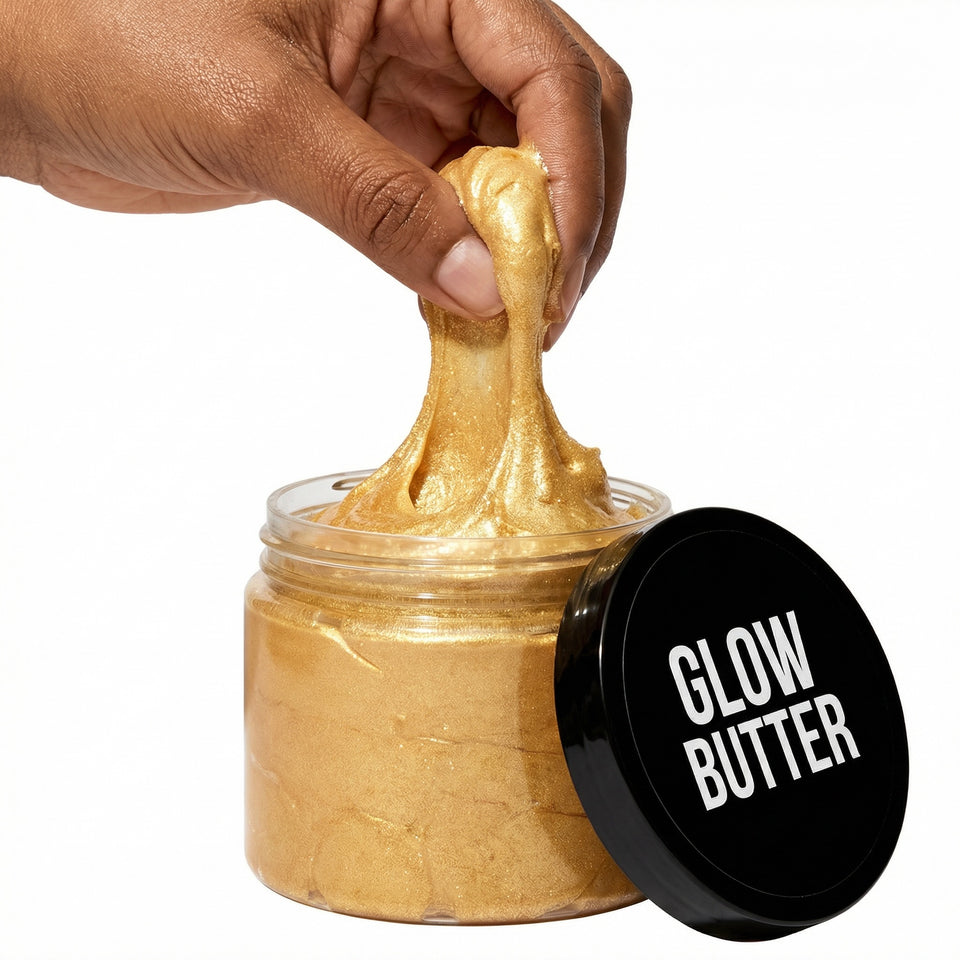 Moisturizing Golden Glow body butter by MR Essentials, gold jar