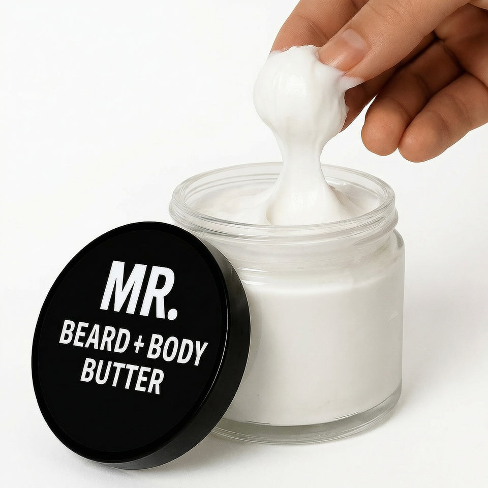 Men’s Beard & Body Butter by MR Essentials, jar front view